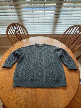 Sweaters Of Ireland Vintage Chunky Cable Knit Fishermans Wool Sweater Mens XL